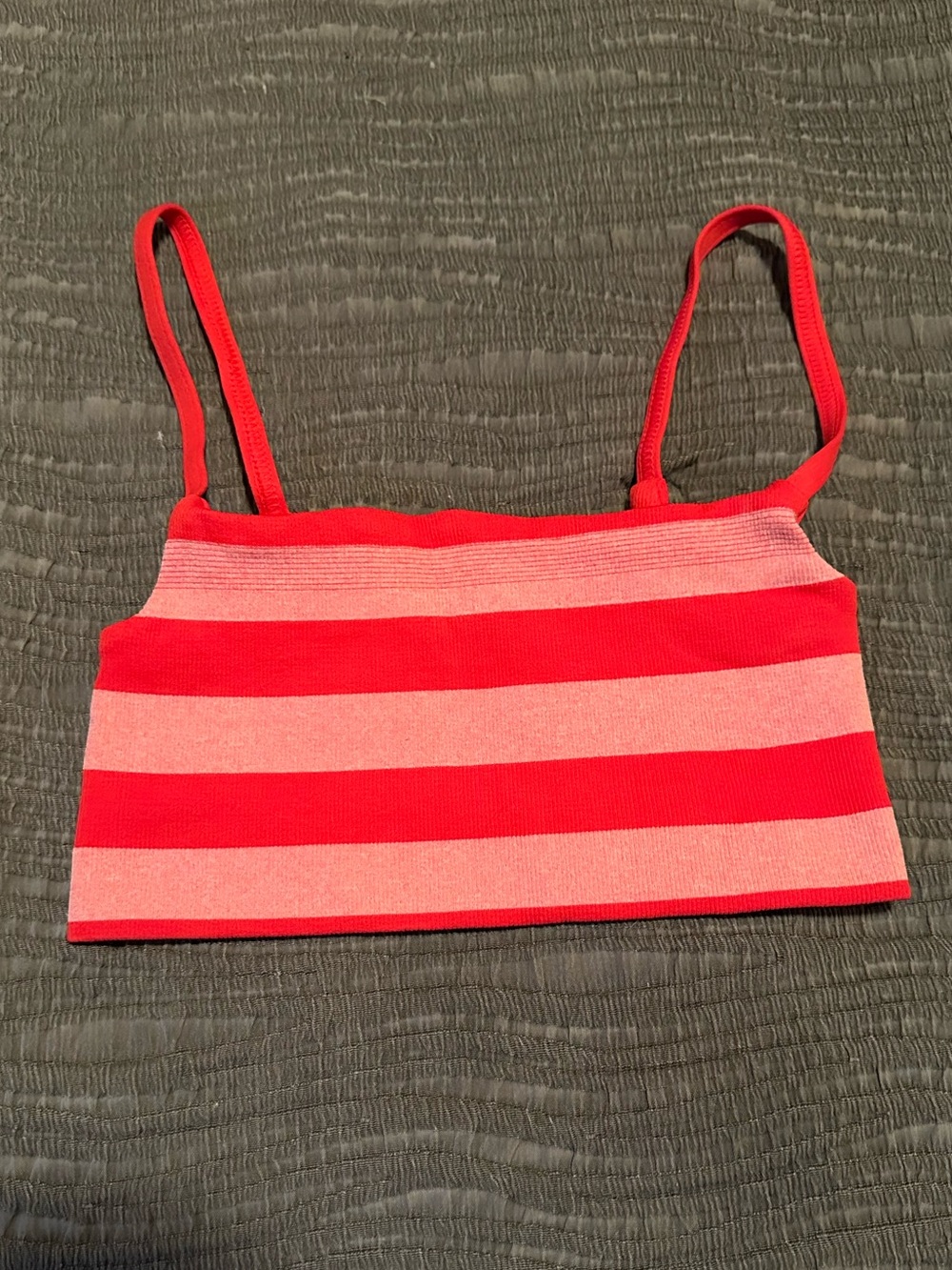 FP Movement by Free People, Tighten Up,  Red and Pink Striped Ribbed Sports Bra